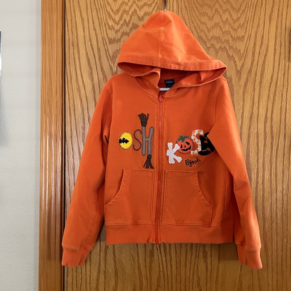 OshKosh B'gosh Vibrant Orange HALLOWEEN Zip-Up Hoodie Sz 7